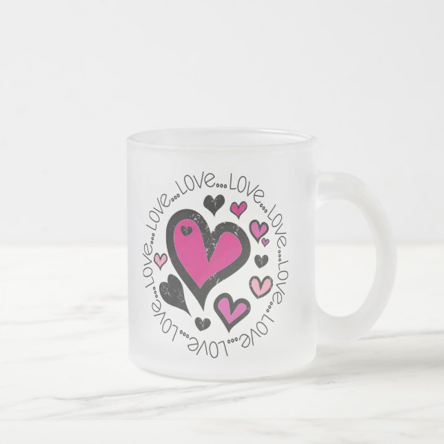 Hearts Kärlek Kärlek Kärlek Frostad Glasmugg (Höger)
