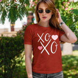 Hearts Kärlek Xoxo Rosa Hjärtar Alla hjärtans dag T Shirt