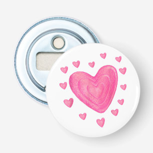 Hearts Kids School Valentines day Girls Boys Flasköppnare