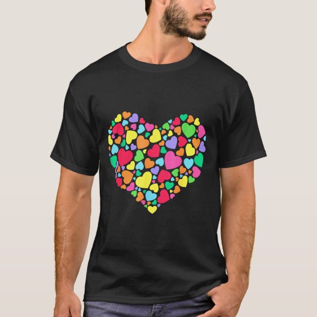 Hearts Kids School Valentines Day Girls Boys  T Shirt (Framsida)