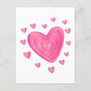 Hearts Kids School Valentines day Girls Boys Tilläggskort