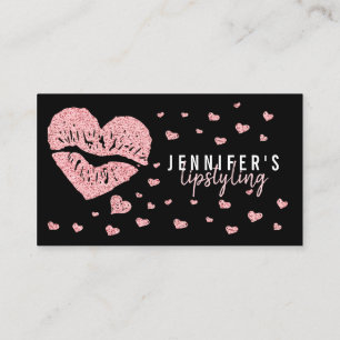 Hearts Läppar Ro Guld Glitter Gloss Lipstick Brand Visitkort