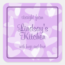 Hearts Lavender Baked Goods Fyrkantigt Klistermärke