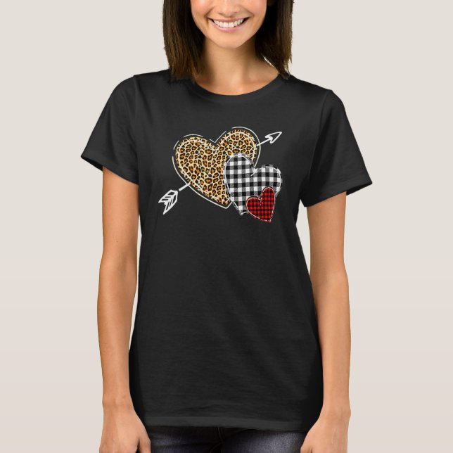 Hearts Leopard Buffalo Play Valentines day 2023 H T Shirt (Framsida)