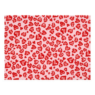 Hearts Leopard Mönster in Red på Fototryck