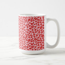 Hearts Leopard Mönster in Red på Kaffemugg