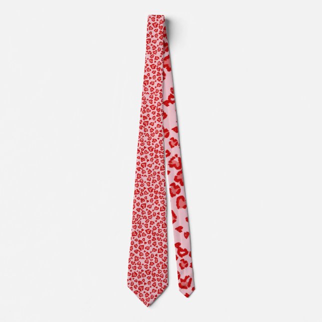 Hearts Leopard Mönster in Red på  Slips (Framsida)