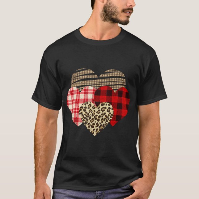 Hearts Leopard Play Buffalo Heart Kärlek Valentine T Shirt (Framsida)