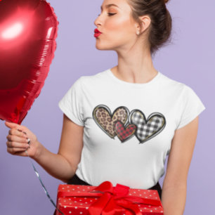 Hearts Leopard Play Valentines dag kärlek T Shirt