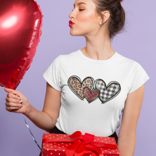 Hearts Leopard Play Valentines dag kärlek T Shirt