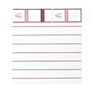 Hearts Lined Notepad – Whimsical Burgundy Design Anteckningsblock