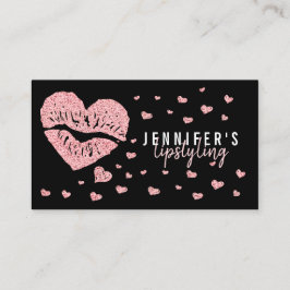 Hearts Lips Rose Gold Glitter Gloss Läppstift Varu Visitkort