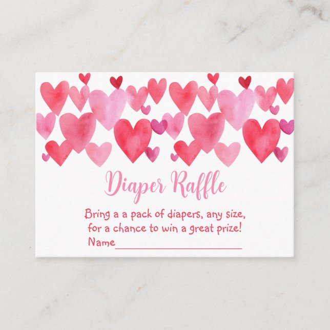 Hearts Little Baby Shower Diaper Raffle Tilläggskort (Framsida)