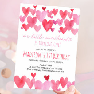 Hearts Little Swehoney First Birthday Inbjudningar