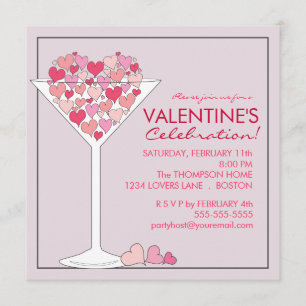 Hearts Martini Valentines day Party bjudan Inbjudningar