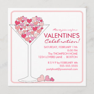 Hearts Martini Valentines day Party bjudan Inbjudningar