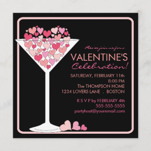 Hearts Martini Valentines day Party-inbjudan Inbjudningar