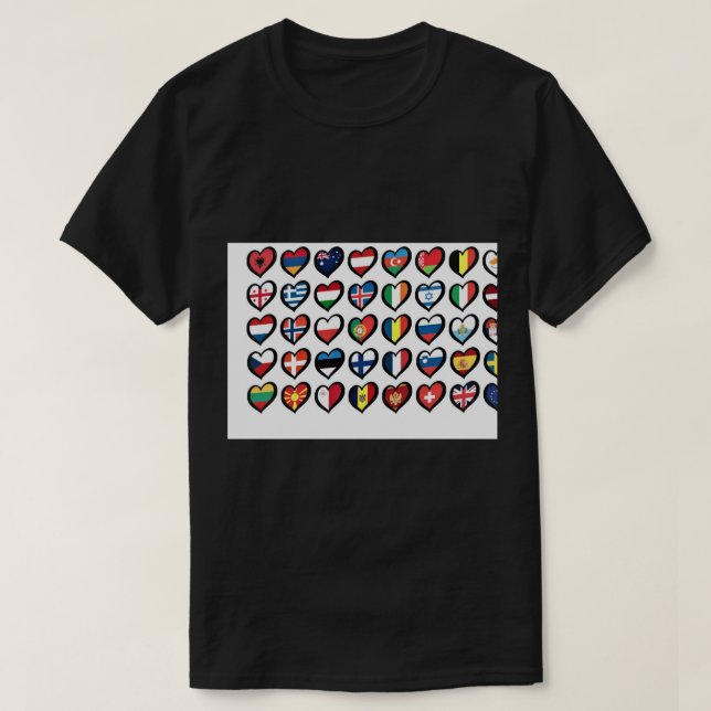 Hearts Mask för Eurovision Sång Tävling Flaggor T Shirt (Design framsida)