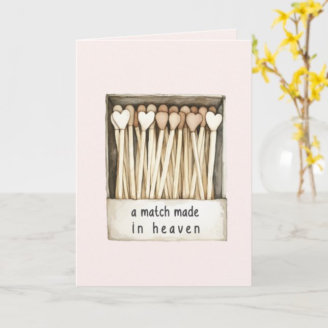 Hearts Match Made in Heaven Love Kort (Gul blomma)