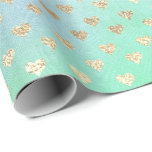 Hearts Metallic Mint Grönt Blue Guld Rosa Presentpapper<br><div class="desc">Contemporaryns lyxdekaler FlorenceK-design</div>