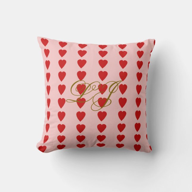 Hearts Monogram Dekorativ kudde (Framsida)