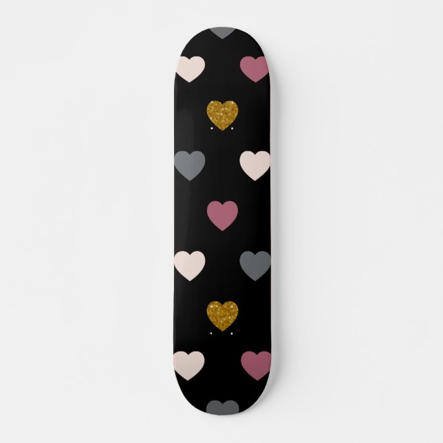 Hearts Mönster 30 Mini Skateboard Bräda 18,5 Cm (Framsida)