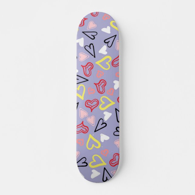 Hearts Mönster 31 Mini Skateboard Bräda 18,5 Cm (Framsida)