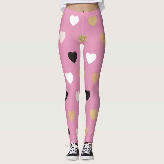 Hearts Mönster 32 Leggings (Framsida)