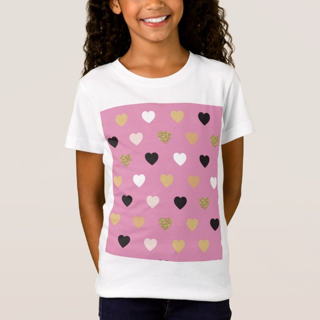 Hearts Mönster 32 T Shirt (Framsida)