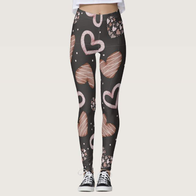 Hearts Mönster 35 Leggings (Framsida)