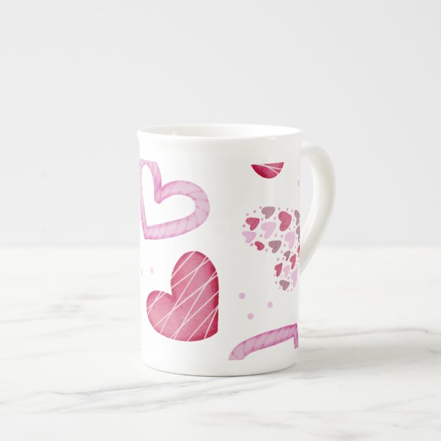Hearts Mönster 36 Benporslin Mugg (Framsida höger)