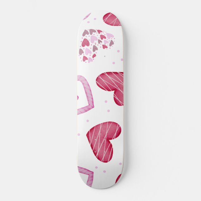 Hearts Mönster 36 Mini Skateboard Bräda 18,5 Cm (Framsida)