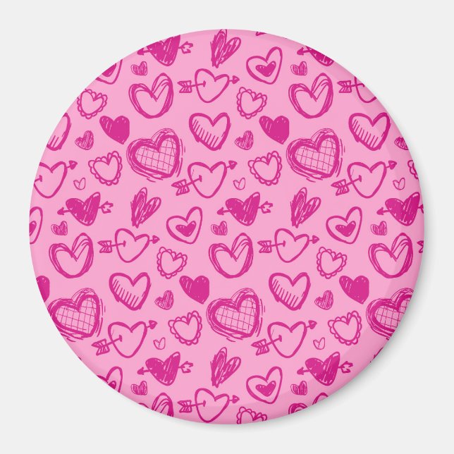 Hearts Mönster 58 Magnet (Framsidan)