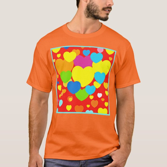 Hearts Mönster Design T Shirt (Framsida)