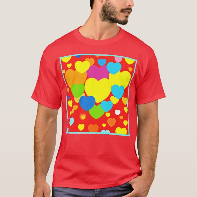 Hearts Mönster Design T Shirt (Framsida)