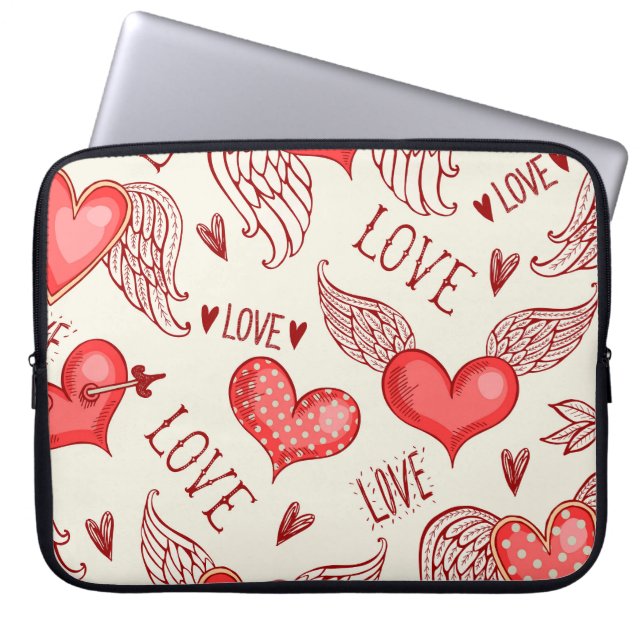 Hearts Mönster för Alla hjärtans dag Laptop Fodral (Framsidan)