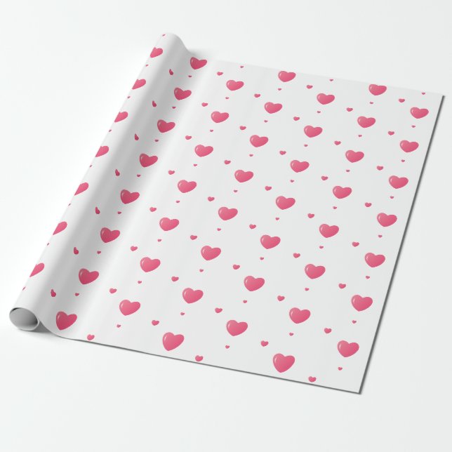 Hearts Mönster Gift Wrapping Papper Presentpapper (Utrullad)