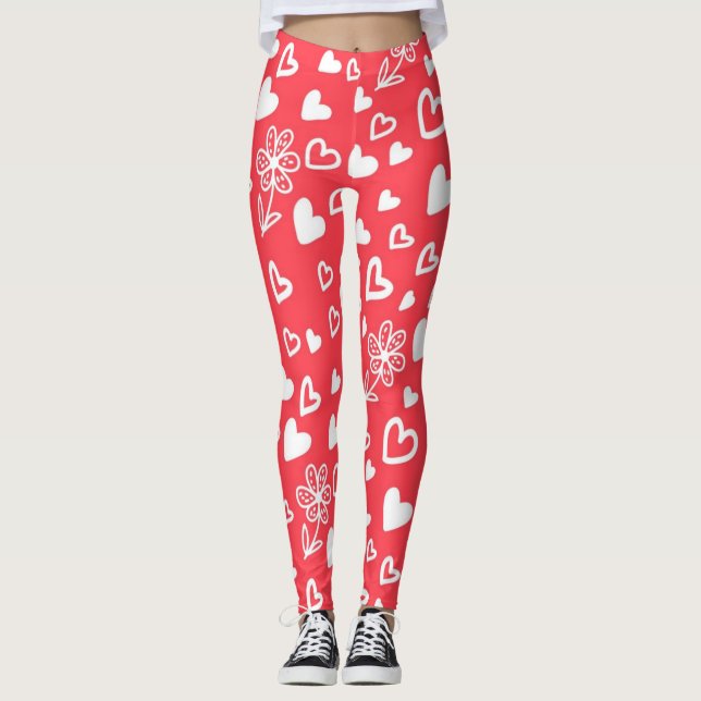 Hearts mönster leggings (Framsida)