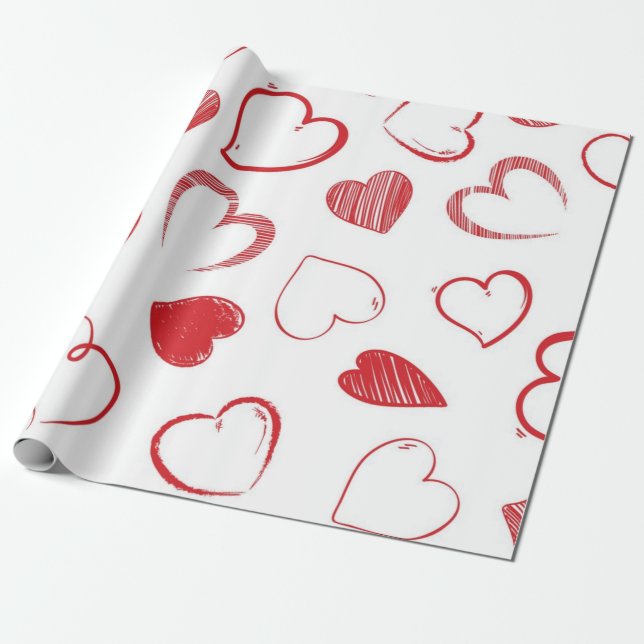 Hearts mönster presentpapper (Utrullad)