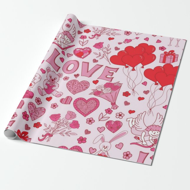 Hearts mönster presentpapper (Utrullad)