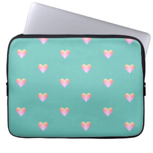 Hearts Mönster Simple Rosa Teal Laptop Fodral