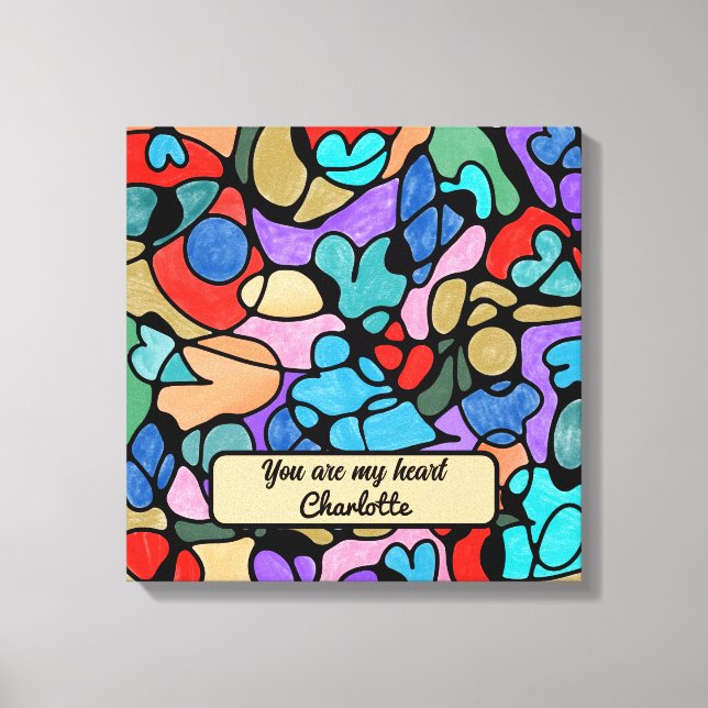 HEARTS NEUROGRAFISKA DIGITALA VATTENFÄRGER CANVASTRYCK (Framsida)