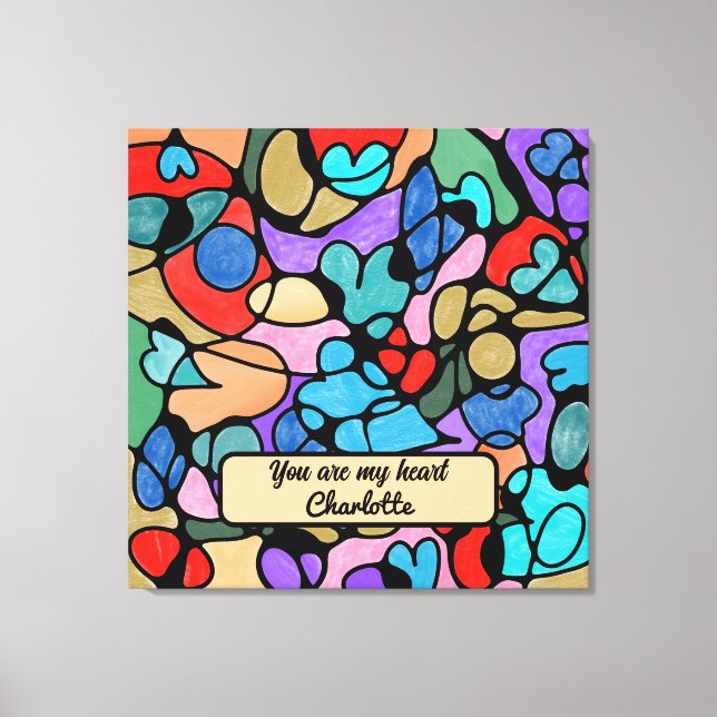 HEARTS NEUROGRAFISKA DIGITALA VATTENFÄRGER CANVASTRYCK (Framsida)