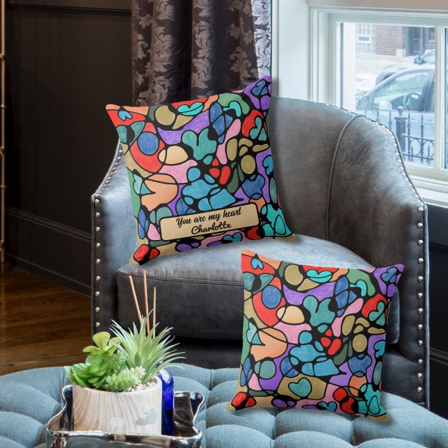 HEARTS NEUROGRAFISKA DIGITALA VATTENFÄRGER KUDDE (Skapare uppladdad)