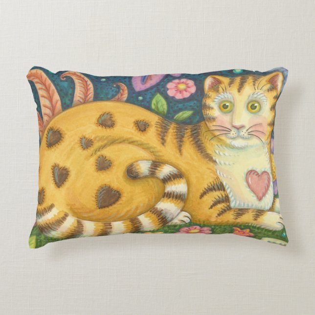 Hearts N'Rand Tabby Folk Cat Pillow Prydnadskudde (Framsidan)