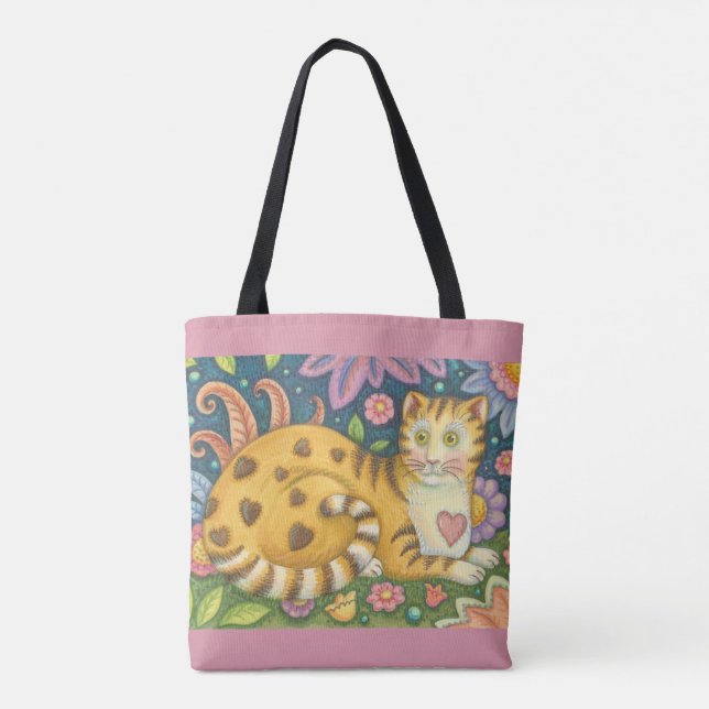 Hearts N'Rand Tabby Folk CAT TOTE BAG Tygkasse (Baksida)