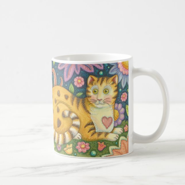 Hearts N'Rand Tabby katt Folk Art Mugg (Höger)