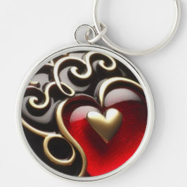 Hearts nyckelkedja Ro Guld Metall Rund Silverfärgad Nyckelring