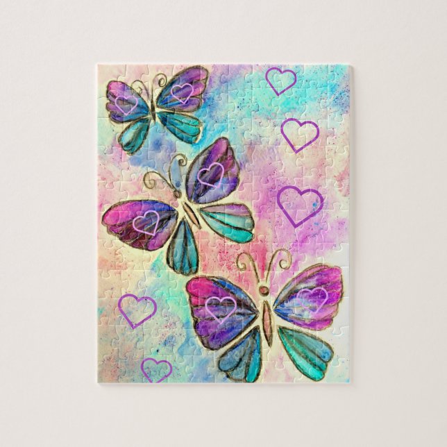 Hearts och Butterflies Puzzle Pussel (Vertikal)