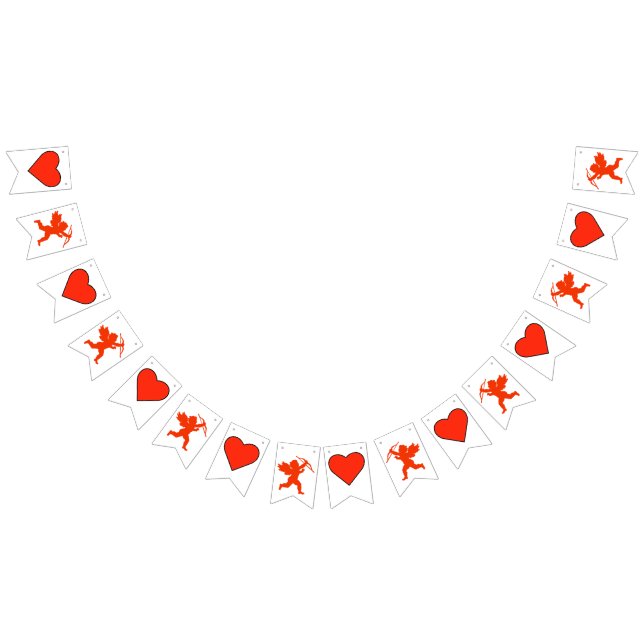 Hearts och Cupid Valentines Day Banner Vimplar (Alla)